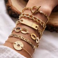 Zinc Alloy Bracelet Set, with 1.97inch extender chain, gold color plated, 6 pieces & for woman Approx 7.09 Inch, Approx 7.87 Inch 