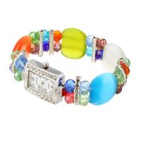Fashion Watch Bracelet, Lampwork, with Crystal & Zinc Alloy, fashion jewelry & for woman & with rhinestone, clear Inch 