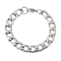 Stainless Steel Chain Bracelets, 304 Stainless Steel, fashion jewelry & curb chain & for woman, original color .5 Inch 