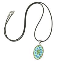 Lampwork Jewelry Necklace, with Wax Cord, fashion jewelry & for woman, blue Inch 