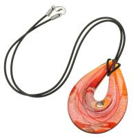 Lampwork Jewelry Necklace, with Wax Cord, fashion jewelry & for woman, red Inch 