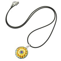 Collar de la joyería de cristal de Murano, con Cordón de cera, para mujer, multicolor, 20.5x24.5x3.5mm, longitud:19 Inch, Vendido por UD