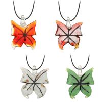 Lampwork Jewelry Necklace, with Wax Cord, Butterfly, random style & fashion jewelry & for woman, Random Color .5 Inch 