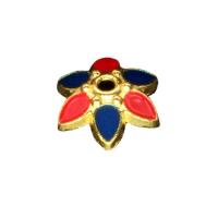 Zinc Alloy Bead Caps, Flower, gold color plated, DIY & enamel, mixed colors, 10mm, Approx 