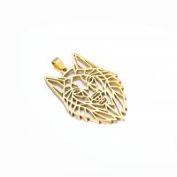 Stainless Steel Hollow Pendant, 304 Stainless Steel, Wolf, Vacuum Ion Plating, fashion jewelry 