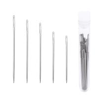 Steel Sewing Needle, with Plastic, silver color plated, durable, silver color 