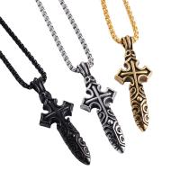Stainless Steel Jewelry Necklace, 304 Stainless Steel, Cross, Vacuum Ion Plating, fashion jewelry & for man cm 