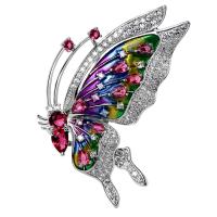 Cubic Zirconia Brooch, Brass, Butterfly, platinum plated, fashion jewelry & micro pave cubic zirconia & for woman 