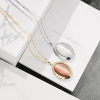 Fashion Locket Necklace, Zinc Alloy, with Cats Eye, with 1.94 extender chain, plated, fashion jewelry & with photo locket & for woman Approx 15.75 Inch 