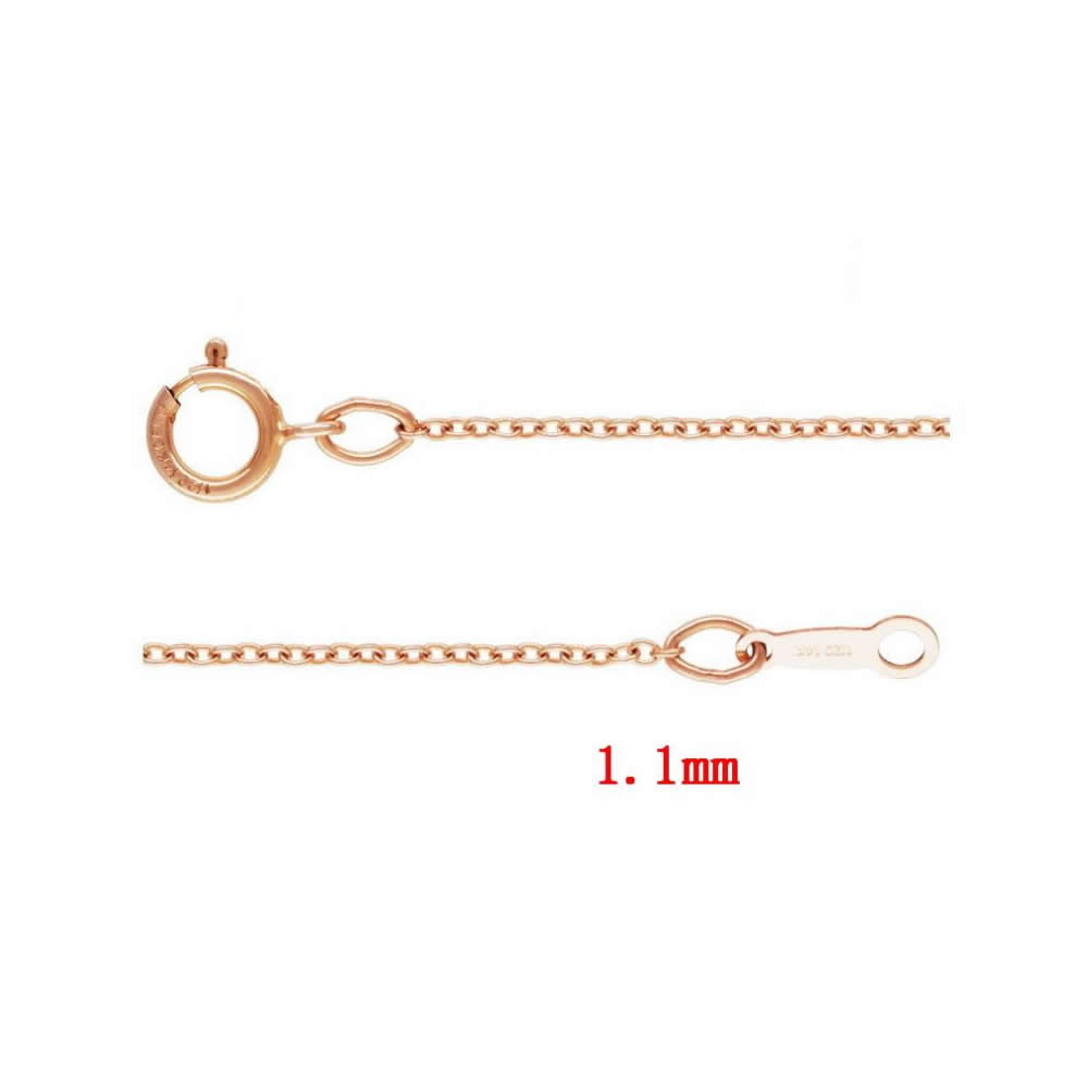 ゴールド ネックレスチェーン, 14 K ローズ ゴールド & 選択のための別の長さ & 楕円形の鎖, 1.1mm, 売り手 ストランド