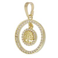 Cubic Zirconia Micro Pave Brass Pendant, Round, gold color plated, fashion jewelry & DIY & micro pave cubic zirconia, golden Approx 4mm 