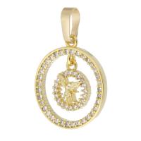 Cubic Zirconia Micro Pave Brass Pendant, Round, gold color plated, fashion jewelry & DIY & micro pave cubic zirconia, golden Approx 4mm 