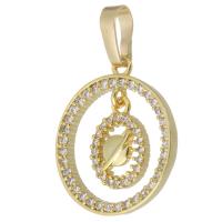 Cubic Zirconia Micro Pave Brass Pendant, Round, gold color plated, fashion jewelry & DIY & micro pave cubic zirconia, golden Approx 4mm 