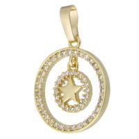 Cubic Zirconia Micro Pave Brass Pendant, Round, gold color plated, fashion jewelry & DIY & micro pave cubic zirconia, golden Approx 4mm 