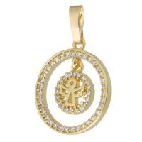 Cubic Zirconia Micro Pave Brass Pendant, Round, gold color plated, fashion jewelry & DIY & micro pave cubic zirconia, golden Approx 4mm 