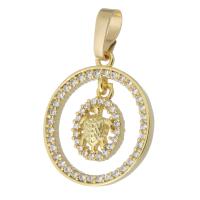 Cubic Zirconia Micro Pave Brass Pendant, Round, gold color plated, fashion jewelry & DIY & micro pave cubic zirconia, golden Approx 3mm 