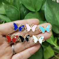 Enamel Zinc Alloy Connector, Butterfly, plated, fashion jewelry & DIY 