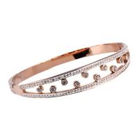 Stainless Steel Bangle, 316 Stainless Steel, Round, Vacuum Ion Plating, fashion jewelry & for woman & with rhinestone 