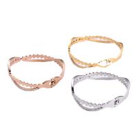 Stainless Steel Bangle, 316 Stainless Steel, Vacuum Ion Plating, fashion jewelry & for woman & with rhinestone 