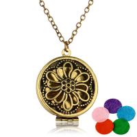 Perfume Locket Necklace, Zinc Alloy, Flower, plated, oval chain & for woman & hollow Approx 23.6 Inch 