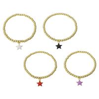 Brass Bracelets, gold color plated, for woman & enamel, multi-colored Approx 6.6 Inch 