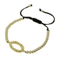 Cubic Zirconia Micro Pave Brass Bracelet, with Polyester Cord, gold color plated, Adjustable & micro pave cubic zirconia & for woman & hollow, black Approx 11 Inch 