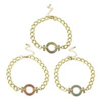Cubic Zirconia Micro Pave Brass Bracelet, Donut, gold color plated, micro pave cubic zirconia & for woman & hollow Approx 10 Inch 