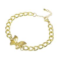 Cubic Zirconia Micro Pave Brass Bracelet, Butterfly, gold color plated, micro pave cubic zirconia & for woman Approx 9.5 Inch 