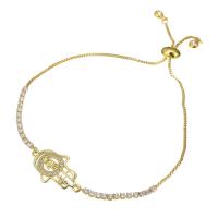 Cubic Zirconia Micro Pave Brass Bracelet, gold color plated, Adjustable & micro pave cubic zirconia & for woman Approx 10 Inch 