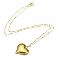 Collar de latón hecho a mano, metal, Corazón, chapado en color dorado, para mujer, 22x22mm, longitud:aproximado 19 , Vendido por UD