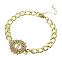 Cubic Zirconia Micro Pave Brass Bracelet, gold color plated, micro pave cubic zirconia & for woman Approx 9.5 Inch 
