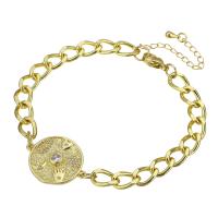 Cubic Zirconia Micro Pave Brass Bracelet, gold color plated, micro pave cubic zirconia & for woman Approx 9.5 Inch 