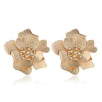 Zinc Alloy Rhinestone Stud Earring, Flower, gold color plated, fashion jewelry & for woman & with rhinestone 