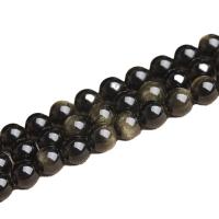 Gold Obsidian Beads, Round, DIY Approx 15 Inch 