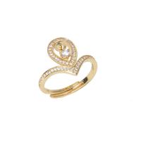Brass Interchangeable Bead Ring, gold color plated, DIY & micro pave cubic zirconia, golden 