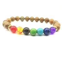 Gemstone Bracelets, with Zinc Alloy, Round, gold color plated, Unisex, mixed colors, 8mm .09 Inch 