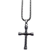 Stainless Steel Jewelry Necklace, 304 Stainless Steel, Cross, Vacuum Ion Plating, fashion jewelry & Unisex original color cm 