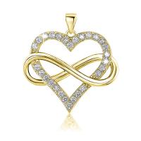 Cubic Zirconia Micro Pave Sterling Silver Pendant, 925 Sterling Silver, Heart, plated, DIY & micro pave cubic zirconia & hollow 
