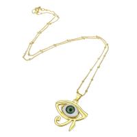 Ожерелье ручной латунные, Латунь, с пластик, Глаз, плакирован золотом, Женский & отверстие длина:Приблизительно 17.5 дюймовый, продается PC