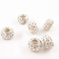Rhinestone Zinc Alloy Beads, plated, with rhinestone, silver color 