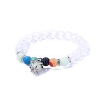 Glass Jewelry Beads Bracelets, Glass Beads, with Night-Light Stone & Natural Stone & Zinc Alloy, Unisex & luminated, mixed colors cm 
