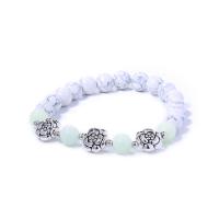 Gemstone Bracelets, Howlite, with Night-Light Stone & Zinc Alloy, Unisex & luminated, mixed colors cm 