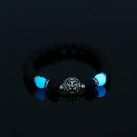 Glass Jewelry Beads Bracelets, Glass Beads, with Night-Light Stone & Zinc Alloy, Unisex & luminated, mixed colors cm 