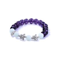 Glass Jewelry Beads Bracelets, Glass Beads, with Night-Light Stone & Zinc Alloy, Unisex & luminated, mixed colors cm 