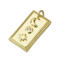 Cubic Zirconia Micro Pave Brass Pendant, Rectangle, gold color plated, DIY & micro pave cubic zirconia, golden Approx 3mm 