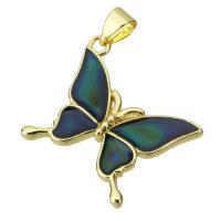 Enamel Brass Pendants, Butterfly, gold color plated, fashion jewelry & DIY, blue Approx 3mm 