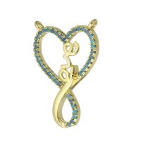 Befestiger Zirkonia Messing Schmuckverbinder, goldfarben plattiert, Modeschmuck & DIY & Micro pave Zirkonia, blau, 16.5x24x3mm, Bohrung:ca. 1mm, verkauft von PC