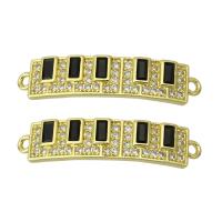 Cubic Zirconia Micro Pave Brass Connector, gold color plated, fashion jewelry & DIY & micro pave cubic zirconia, multi-colored Approx 1mm 