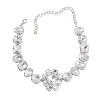 Rhinestone Zinc Alloy Necklace, with 5.2 extender chain, fashion jewelry & for woman & with glass rhinestone .22 Inch 