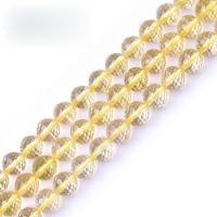 Citrin Naturperlen, Gelbquarz Perlen, rund, poliert, DIY & verschiedene Größen vorhanden & verschiedene Stile für Wahl, gelb, Länge:ca. 15.35 ZollInch, verkauft von Strang